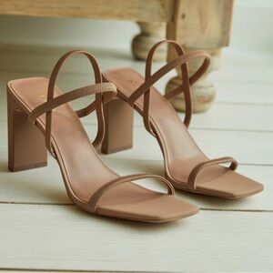 Aldo Okurr Block Heel Sandal Bone Taupe Color Size 8.5